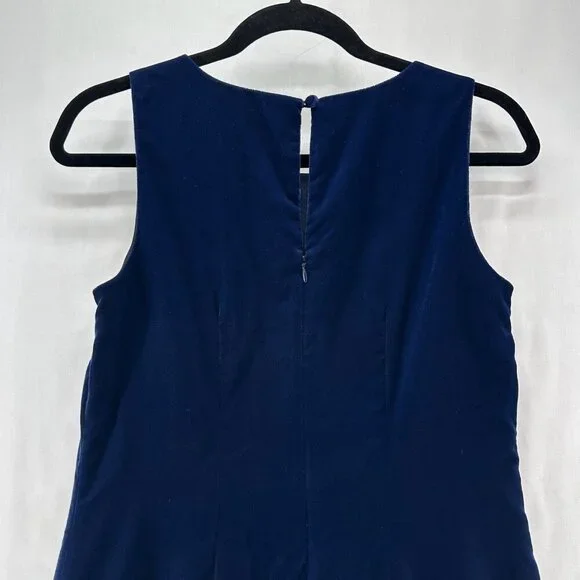 J.Crew Dress Size 0 Velvet Velour Ruffle Hem Drop Waist Shift Sleeveless Blue - Picture 5 of 12